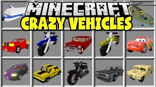 Minecraft CRAZY VEHICLES MOD | DRIVE AROUND IN CARS, PLANES, HELICOPTERS & MORE!!
