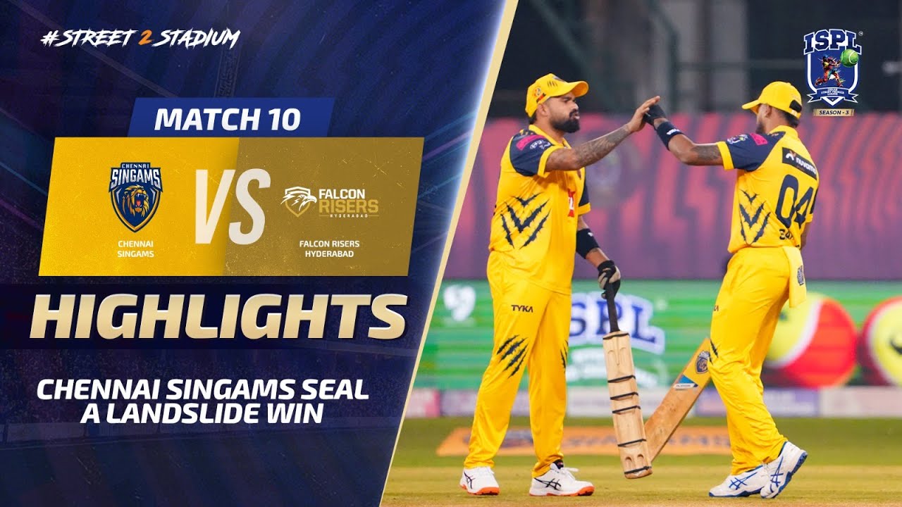 ISPL Season 3 - Match 10: Chennai Singams continue their winning streak defeating Falcon Risers.
