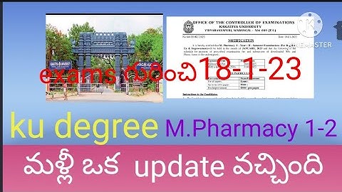 ku degree M.Pharmacy 1-2 sem exams time table released 2023/fee notification released 2023llatest //