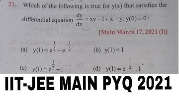 IIT-JEE MAIN PYQ 2021 (Differential Equation)