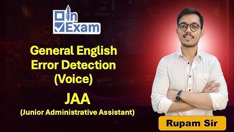 APSC JAA General English Grammer | Class-3 | Error Detection (Voice)  @InExamOfficial ​