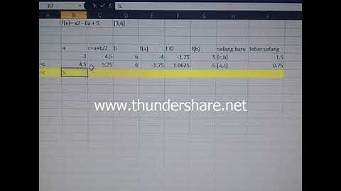 Metode Numerik Solusi Persamaan Non Linear - Metode Bagi Dua (Excel)