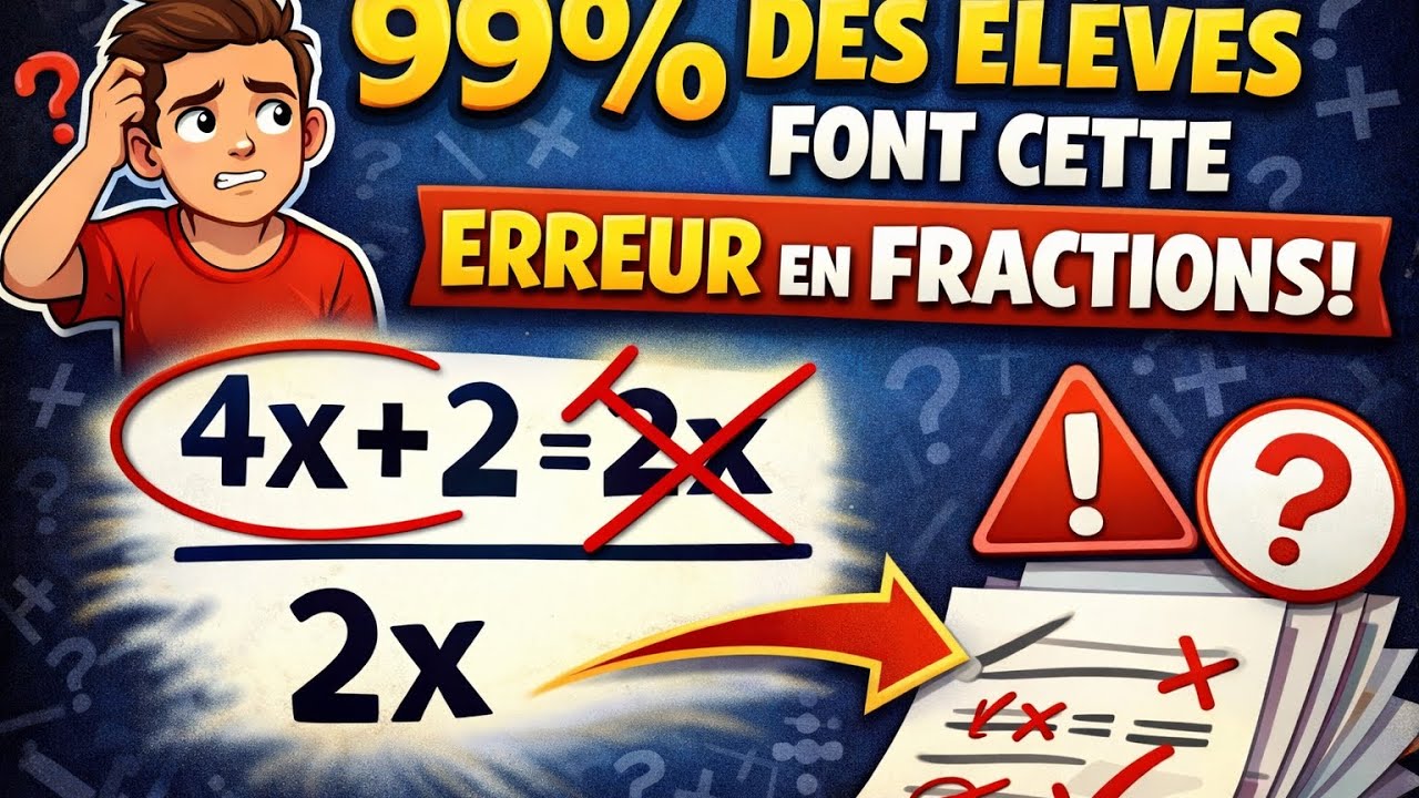Simplifier une fraction 99 % des élèves font cette erreur en fractions#maths 
