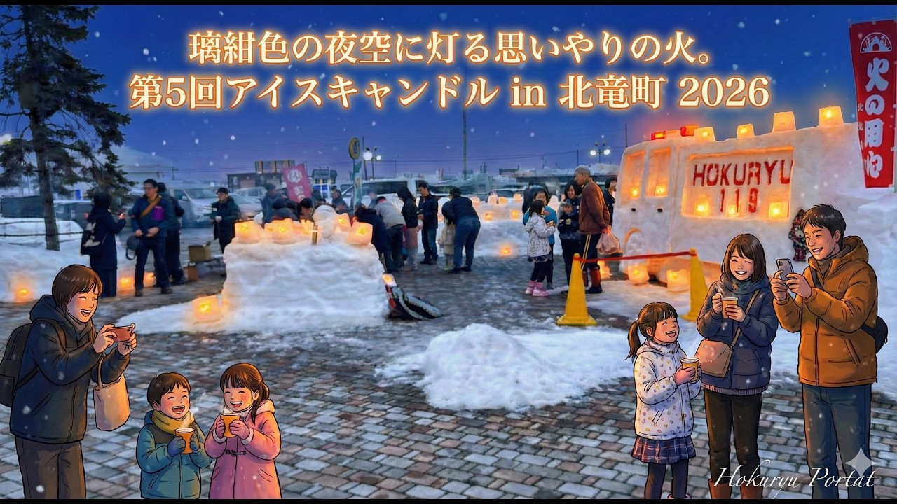 瑠璃紺色の夜空に灯る思いやりの火。第5回アイスキャンドル in 北竜町 2026