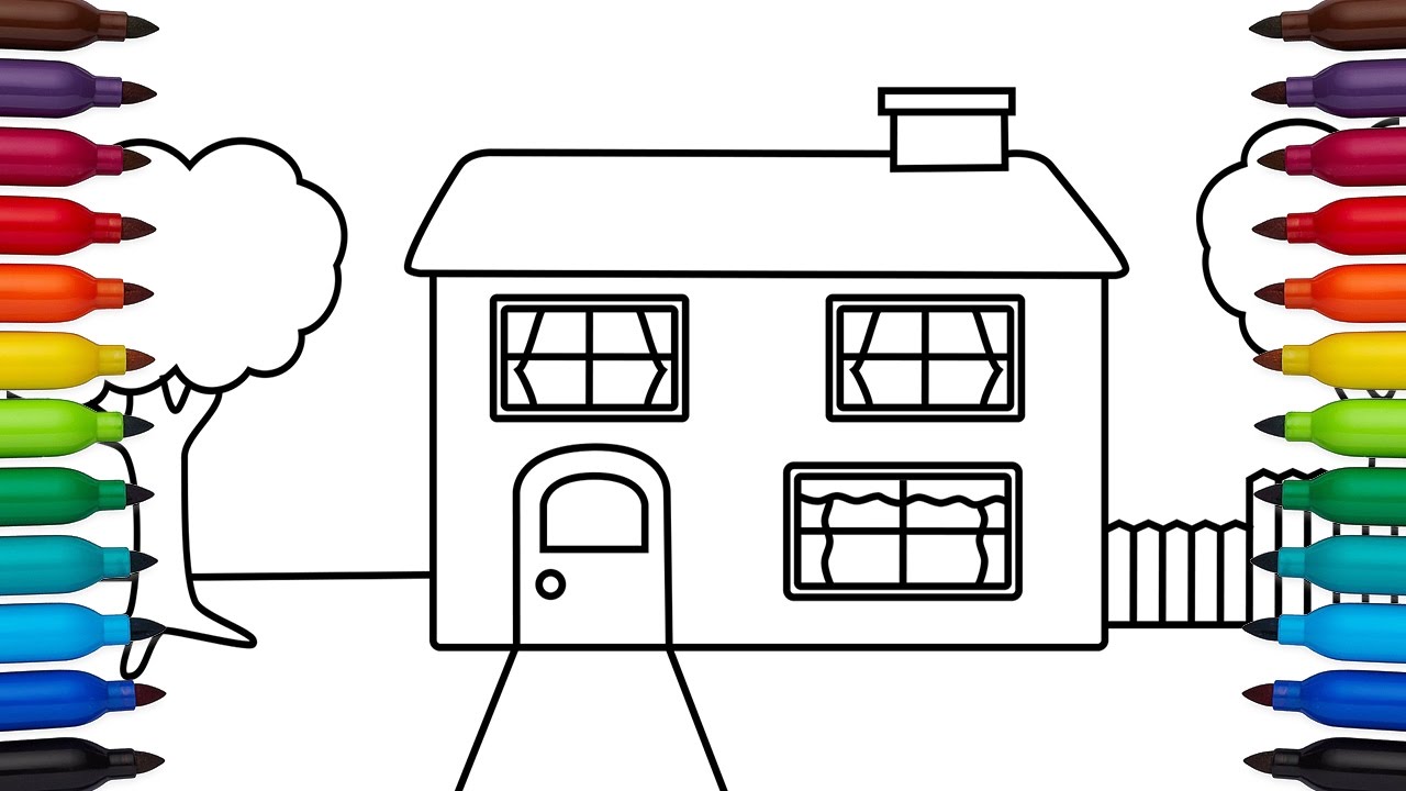 how to draw a simple house coloring pages youtube