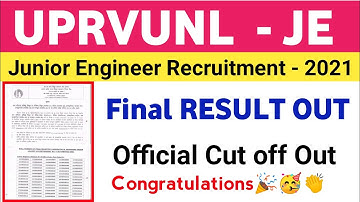UPRVUNL JE Final Result 2021 | UPRVUNL JE Final Result Out | uprvunl je cut off | official update