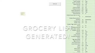 Grocery List Generator | Excel Spreadsheet | Recipe Database | Ingredients screenshot 1