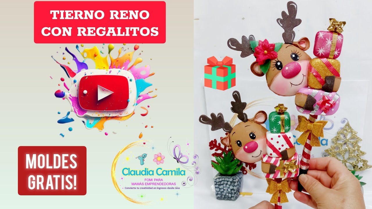 ✨ PUNTERA NAVIDEÑA RENO 🎁 | Manualidad fácil con fomi + Moldes GRATIS 🎅 | Claudia Camila