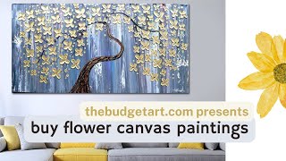 Buy Flower Canvas Art | Floral Painting for Living Room | Flower Canvas Painting | Thebudgetart.com