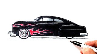 How to draw a Lowrider car