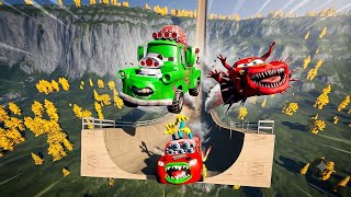 Big High Mega Ramp Jumps Monster Car vs Lightning McQueen vs super car screenshot 5