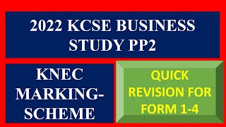 KCSE 2022  BUSINESS STUDY  PAPER 2-  KNEC marking scheme