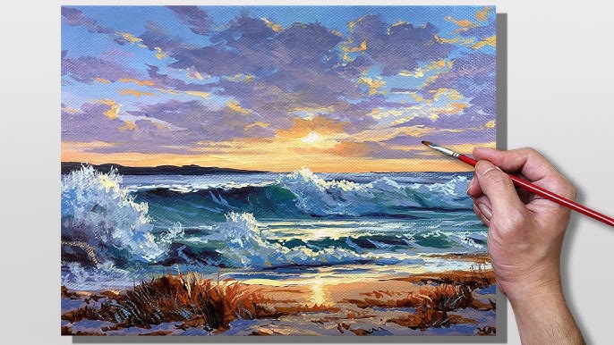Acrylic Painting: How to Paint Realistic Water: Ocean Painting, Yvette Lab