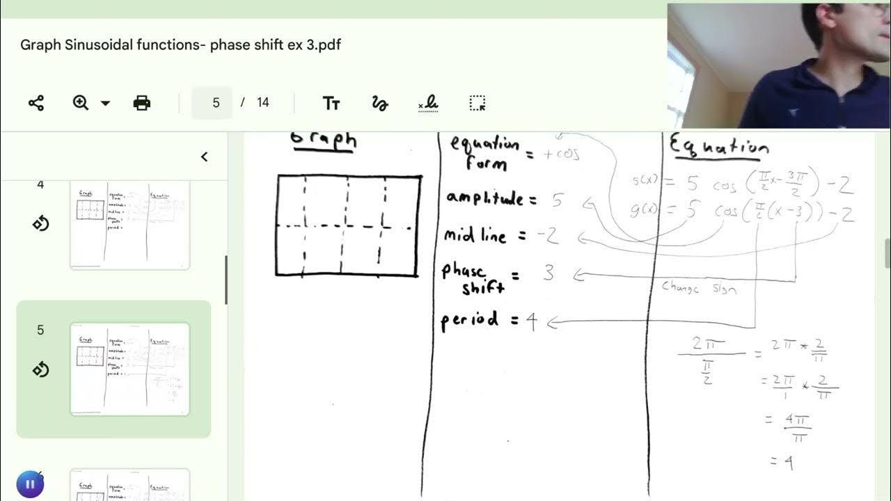 Graph sinusoidal functions phase shift example 3 youtube