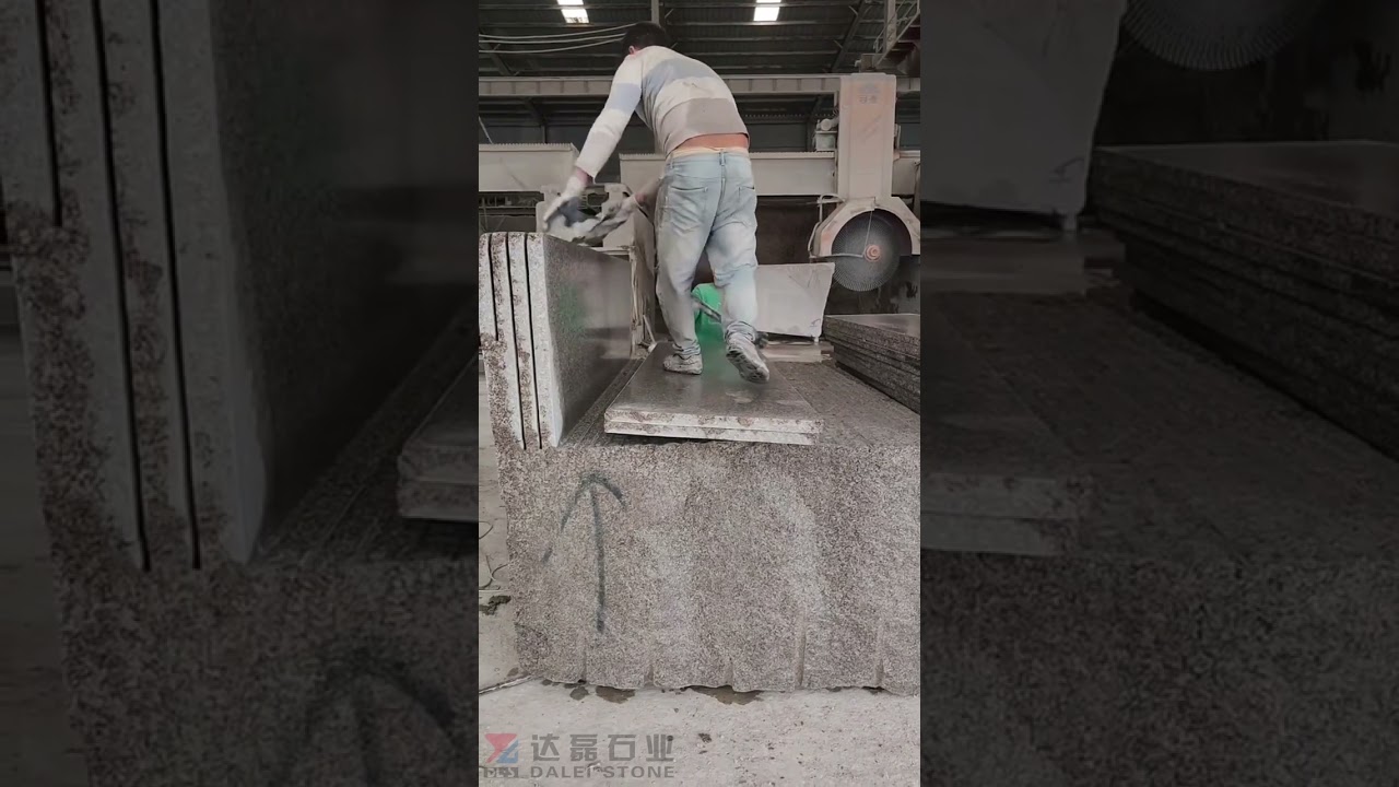 Cutting Granite Slab from Stone Block Process
