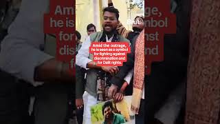 Tears rolled down her face as she hugged and kissed the statue of her late son, Rohith Vemula
Tears rolled down her face as she hugged and kissed the statue of her late son, Rohith Vemula Tears rolled down her face as she hugged and kissed the statue of her late son, Rohith Vemula