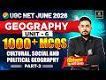 UGC NET June 2026 | UGC NET Geography | Cultural, Social & Political Geography Part 2 | 1000+ MCQs