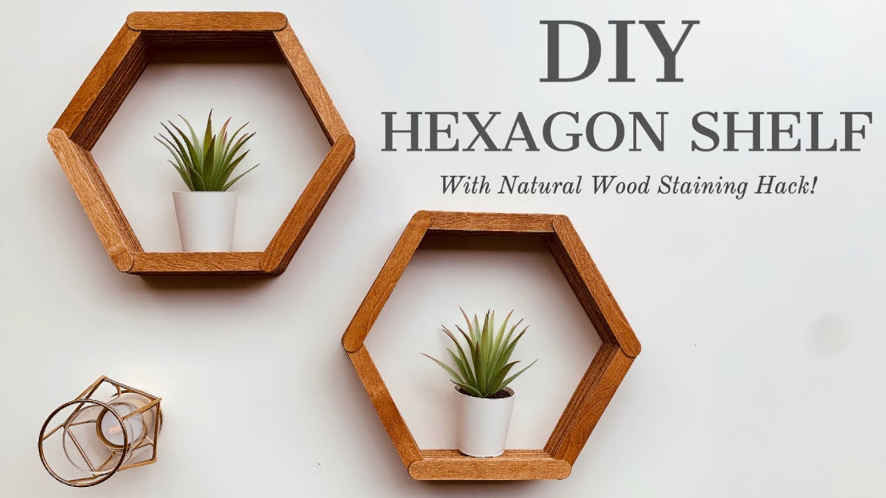 Very easy DIY wall shelf using popsicle sticks/ DIY hexagon wall shelf  making with icecream sticks 
