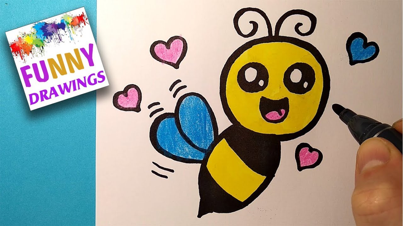 HOW TO DRAW A CUTE BEE, DRAWINGS FOR KIDS - YouTube