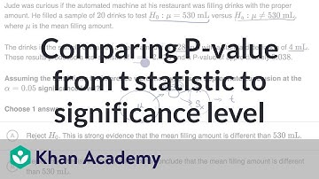 Comparing P-value from t statistic to significance level | AP Statistics | Khan Academy