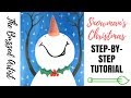 Snowman Christmas Painting on Canvas | Step-by-Step Acrylic Painting Tutorial for Beginners