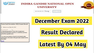 Ignou December 2022 Result Latest By 04 May | Mister Ignou #ignou #result #exam