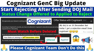 Cognizant Start Rejecting After Sending DOJ Mail! Status Change Offered to Applied to Rejection mail