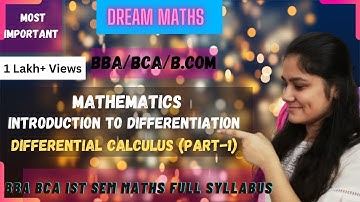 Introduction to differentiation|how to find derivatives|BBA Maths |BCA Maths|B.COM Maths