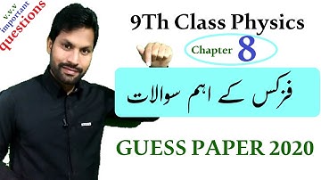 9th class physics guess paper (2020) : 9th class physics guess paper chapter 8 | Babar Mumtaz