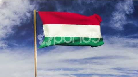 Hungary Flag Waving In The Wind. Looping Sun Rises Style. Animation Loop. Green