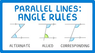 GCSE Maths  Alternate, Corresponding and Allied Angles  Parallel Lines Angle Rules #117