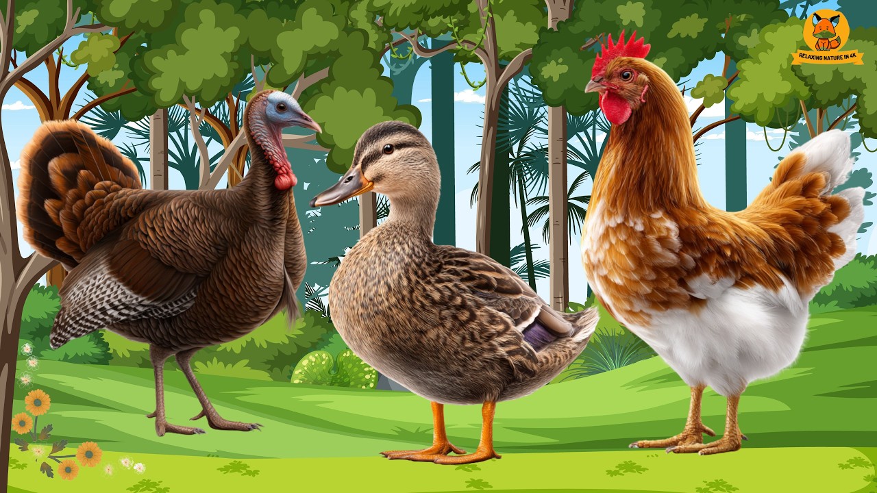 Funny Animal Sounds in 30 Minutes: Bison, Hen, Bear, Pheasant, Camel, Calf - Animal videos