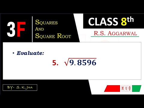 Exercise- 3F | Qus- 5 | Class 8 |  Squares and Square Root | R S AGGARWAL  #mvo #square #ncert