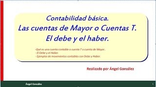 ( 2 )El libro mayor y la partida doble. Cuentas en T en contabilidad. El debe y el haber.