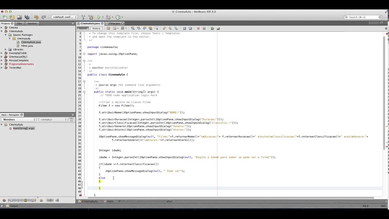 Programação Orientada a Objetos Java - Exemplo - parte 2 - YouTube