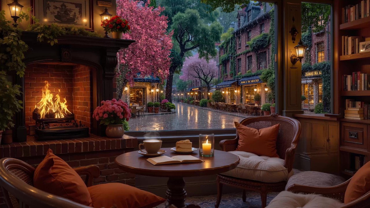 Watch Stress Relief Rain Jazz Music ☕ Cozy Spring Cafe Ambience & Crackling Fireplace for Studying on YouTube Watch Stress Relief Rain Jazz Music ☕ Cozy Spring Cafe Ambience & Crackling Fireplace for Studying on YouTube