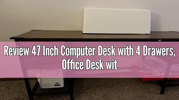 Review 47 Inch Computer Desk with 4 Drawers, Office Desk with Mesh Shelf, Gaming Desk, Large Storage