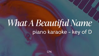 Video thumbnail of "What A Beautiful Name - Hillsong Worship | Piano Karaoke [Lower Key of C]"
