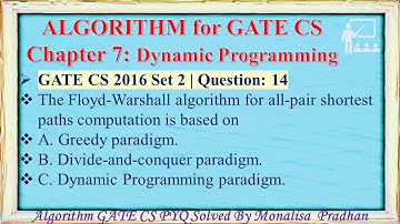 GATE CS 2016 Set 2 | Q14:The Floyd-Warshall algorithm for all-pair shortest paths computation is