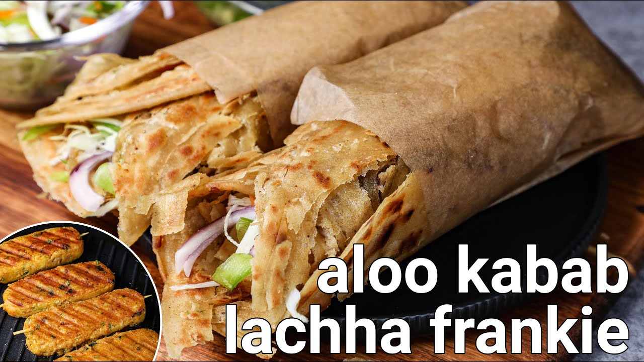 layered laccha paratha veg frankie recipe - street style | lachha kathi roll | layered paratha roll | Hebbar | Hebbars Kitchen