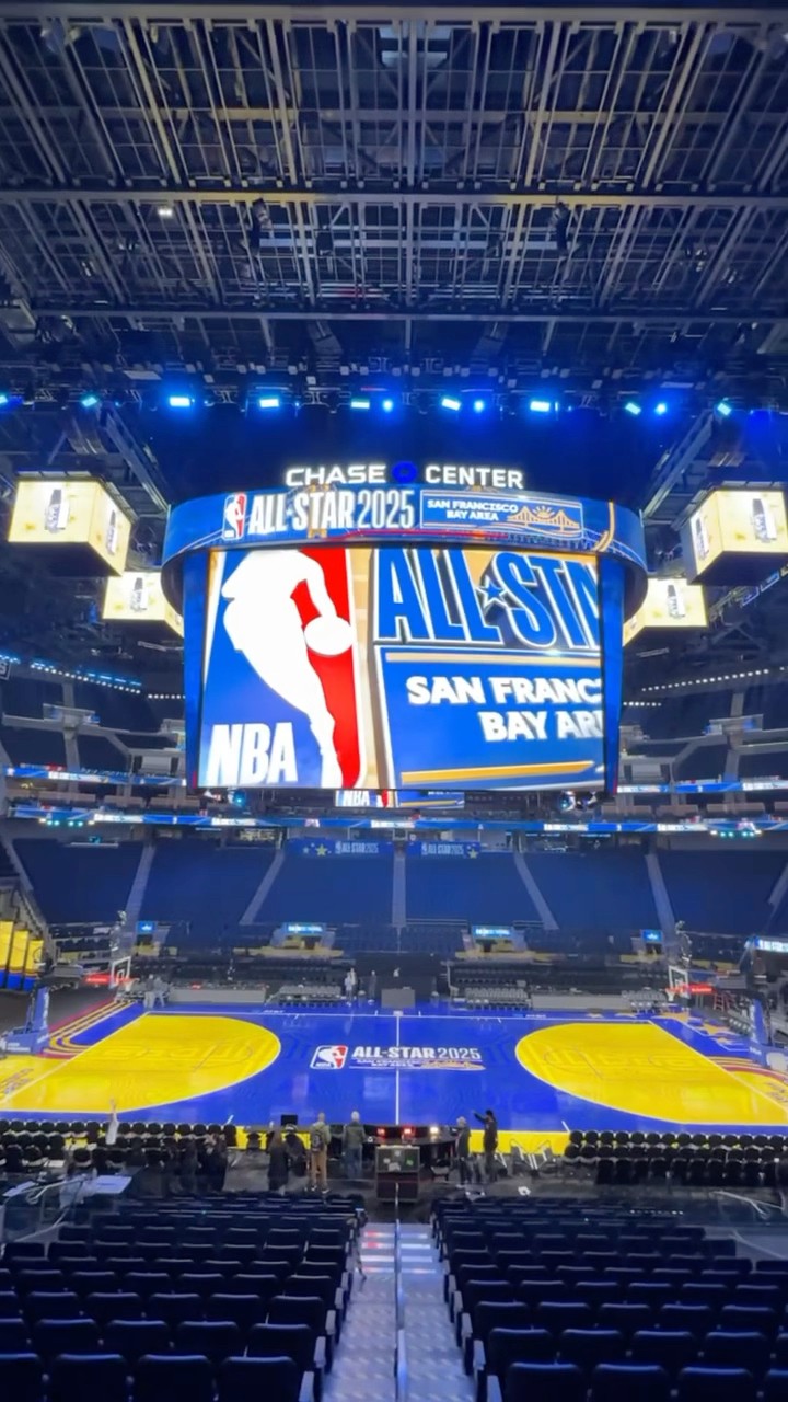 Sound ? The court is ready for #NBAAllStar in The Bay!?