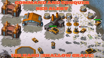 Command And Conquer Red Alert Skirmish Battle 1v3 Hard (Map: Shallow Grave) RTS Gameplay PC 2025