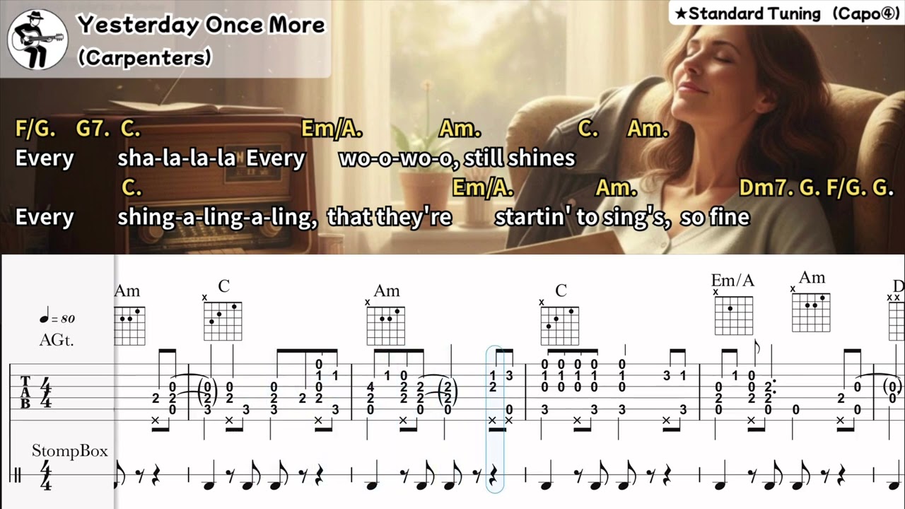 Yesterday Once More/Carpenters】Fingerstyle Guitar Tabs with
