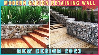 NEW DESIGN 2023! 40+ Modern Gabion &amp; Pebbles Retaining Wall For Garden Landscaping