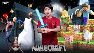 GRANNY , MINECRAFT AUR BITWA SHORT FILM : ग्रैनी | HORROR GAME GRANNY - SLENDRINA || MOHAK MEET screenshot 3