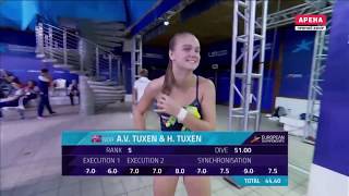 EuropeanDivingChampionships2018 - Synchronized 10m Pf Final - A.V. TUXEN &amp; H. TUXEN