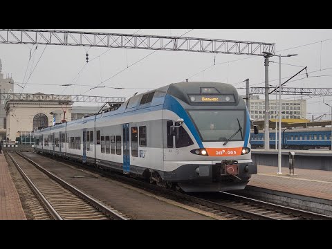 Отпровление поезда номер 805 Минск-Вильнюс со станции Минск-Пасссажирский