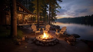 Tranquil Lakeside Campfire: Serene Forest with Cozy Crackling Fire Sounds for Sleep & Relaxation 🏞️🔥