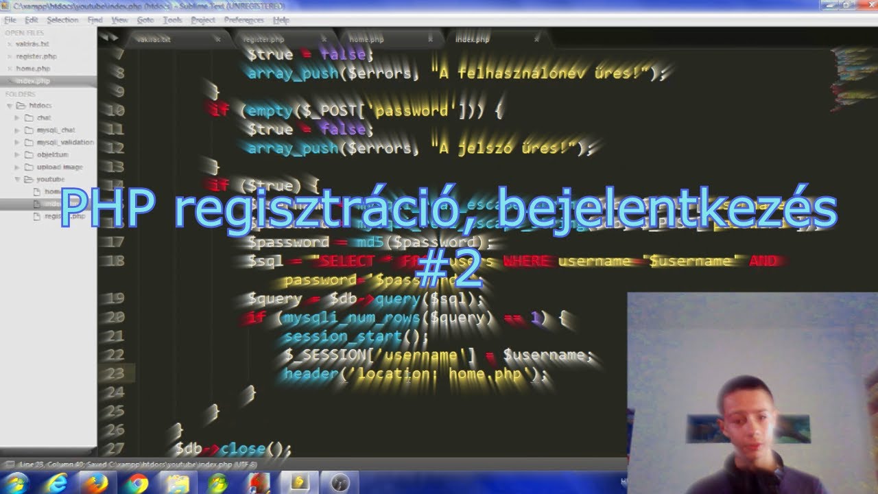 PHP #2 Regisztráció, Bejelentkezés