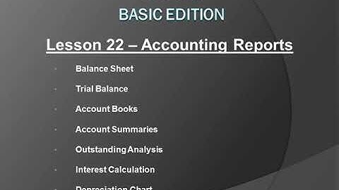Lesson 22 - Accounting Reports